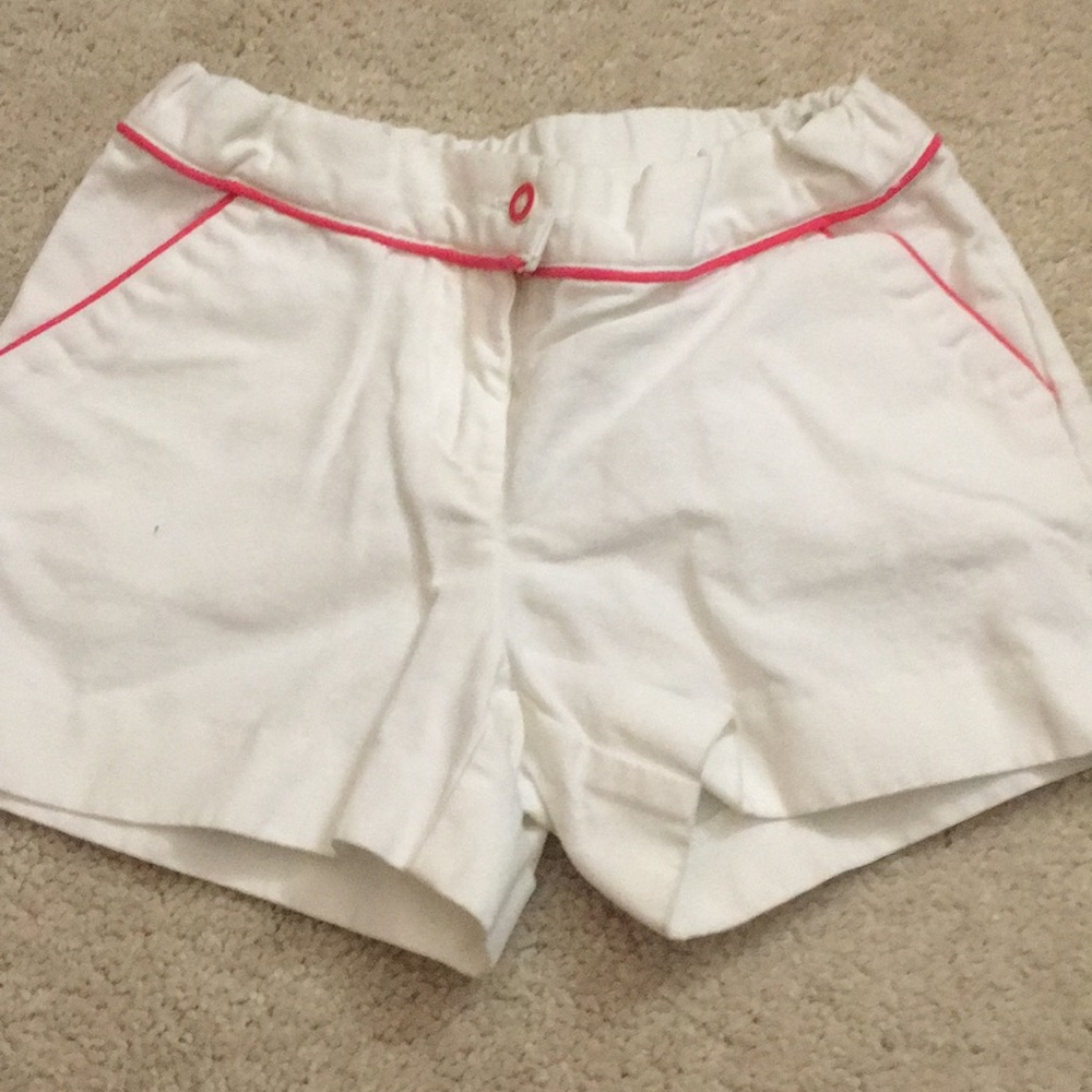 Janie & Jack size 6 girls white shorts pink piping